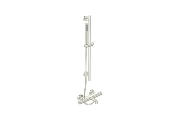 Saneux Cos Exposed Bath Shower Mixer Kit - W/ Slider Rail & 3 Function Handset - Brushed Nickel