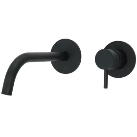 Just Taps Vos Wall Mounted Single Lever Designer Handle Basin Mixer Tap with Slim Spout 200mm-Matt Black