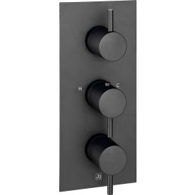 Just Taps VOS Vertical Thermostatic Concealed 3 Outlet Shower Valve-Matt Black 