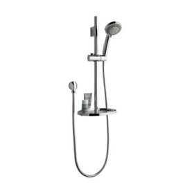 Eastbrook 617mm Tall Sliding Riser Kit with Round Soap Dish, Multiple Function Shower Handset & Hose - Chrome