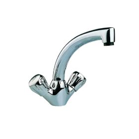 Just Taps Continental Monoblock Sink Mixer, Dual Flow, Swivel Spout