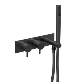 Just Taps VOS  Horizontal Thermostatic Concealed 2 Outlet Shower Valve-Double Designer Handle-Matt Black