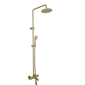 Just Taps VOS Thermostatic Bar valve 3 oulets, adjustable riser and multifunction shower handle-Brushed Brass