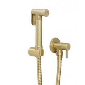 Just Taps Single Lever Wall Mounted Douche Set with Angle Valve - Brushed Brass