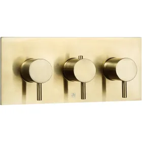 Just Taps VOS Horizontal Thermostatic Concealed 3 Outlets Shower Valve-Brushed Brass