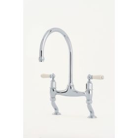 Perrin & Rowe Ionian bridge with levers Kitchen Mixer Tap Chrome