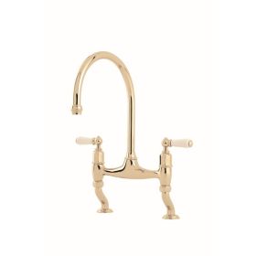 Perrin & Rowe Ionian bridge with levers Kitchen Mixer Tap Gold