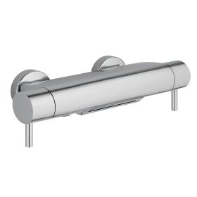 Just Taps Round Thermostatic Bath And Shower Mixer Wall Mounted With Cascade Spout Function