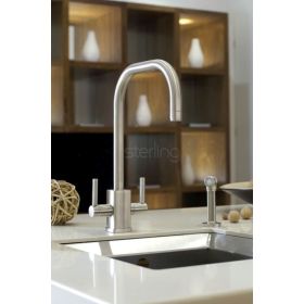 Perrin & Rowe Juliet Square 'U' Kitchen mixer Spout with rinse Pewter (Rubiq)