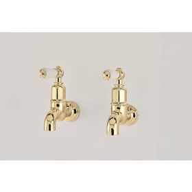 Perrin & Rowe Mayan Wall Bib with Levers Kitchen mixer Tap Gold