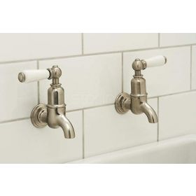 Perrin & Rowe Mayan Wall Bib with Levers Kitchen mixer Tap Pewter