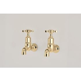 Perrin & Rowe Ionian Wall Bib X-head Kitchen mixer Tap Gold