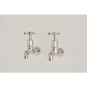 Perrin & Rowe Ionian Wall Bib X-head Kitchen mixer Tap Polished Nickel