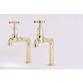 Perrin & Rowe Ionian Deck Bib X-head Kitchen mixer Tap Gold
