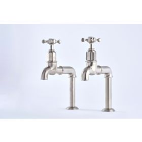 Perrin & Rowe Ionian Deck Bib X-head Kitchen mixer Tap Pewter
