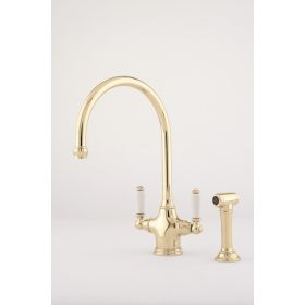 Perrin & Rowe Phoenician mono Kitchen mixer Tap & rinse Gold