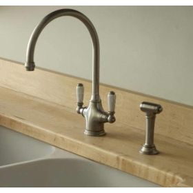 Perrin & Rowe Phoenician mono Kitchen mixer Tap & rinse Pewter