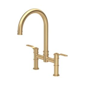 Perrin & Rowe Armstrong Bridge Textured Kitchen mixer Tap Satin Brass