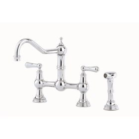 Perrin & Rowe Provence Bridge with levers & rinse Kitchen mixer Tap Chrome