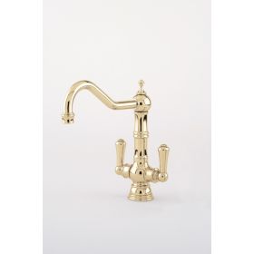 Perrin & Rowe Provence twin lever Kitchen mixer Tap Gold