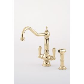 Perrin & Rowe Provence twin lever & rinse Kitchen mixer Tap Gold