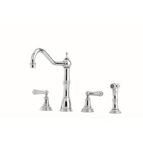 Perrin & Rowe Provence 3hole with levers & Rinse Kitchen mixer Tap Chrome (Alsace)