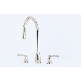 Perrin & Rowe Langbourn 3hole with levers 'C' Spout Kitchen mixer Tap Polished Nickel  (Callisto)