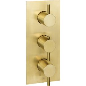 Just Taps Vertical Thermostatic Concealed 3 Outlets Shower Valve-Brushed Brass