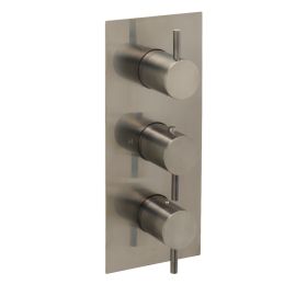 Just Taps VOS Brushed black Thermostatic Concealed 3 Outlet Shower Valve Verticle