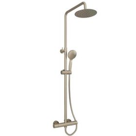 Eastbrook Modern Adjustable Height (850-1200mm) Round Thermostatic Shower Pole - Brushed Brass