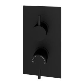 Eastbrook Concealed Thermostatic Twin Shower Valve with Round Handles - Matt Black