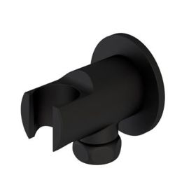 Eastbrook Round Wall Elbow & Shower Handset Holder - Matt Black