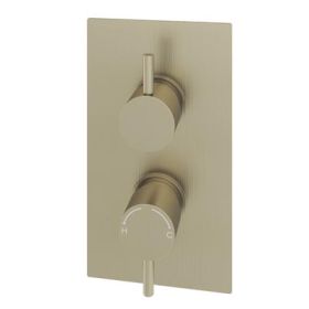 Eastbrook Concealed Thermostatic Twin Shower Valve with Round Handles - Brushed Brass