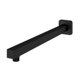 Eastbrook 400mm Modern Wall Mounted Square Fixed Over Head Shower Arm - Matt Black