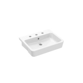 Saneux UNI 50x40cm semi-recessed washbasin 3TH - Gloss White
