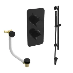 Saneux EDEN 2 way shower kit - w/ Slim Handset & Slider Rail & Bath filler - Satin Black