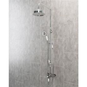 Eastbrook Adjustable Height (1041-1361mm) Stratford Traditional Riser Kit with Diverter & Shower Kit - Chrome