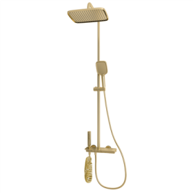 Eastbrook Exposed Thermostatic Shelf Shower set - Brushed Brass