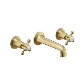 Just Taps Grosvenor Cross 3 Hole Basin Mixer Brushed Brass