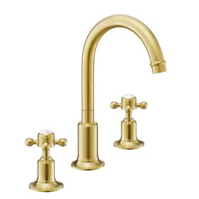 Just Taps Grosvenor Cross 3 Hole Basin Mixer Brushed Brass