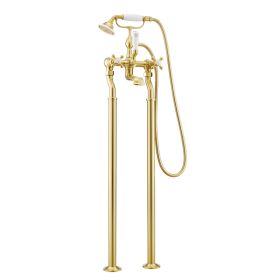 Just Taps Grosvenor Freestanding Bath Shower Mixer With Kit Brushed Brass