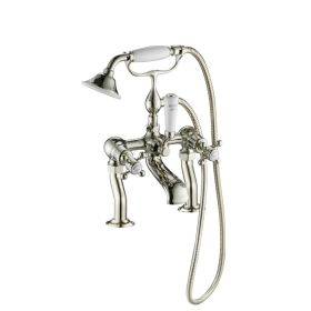Just Taps Grosvenor Deck Mounted Bath Shower Mixer with Kit-Nickel