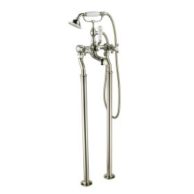 Just Taps Grosvenor Freestanding Bath Shower Mixer With Kit-Nickel
