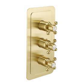 Just Taps Grosvenor Cross Thermostatic 2 Outlet Shower Valve Brushed Brass