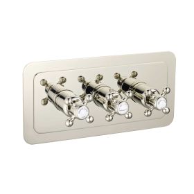 Just Taps Grosvenor Cross Thermostatic 2-Outlets Concealed Shower Valve-Nickel-160mm