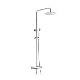 Eastbrook Adjustable Height (900 - 1300mm) Thermostatic Shower Pole with Bar Valve, Shower Head, Handset & Hose - Chrome