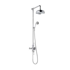 Eastbrook Traditional Riser Kit with Twin Shower Valve, Shower Head &amp; Hose - White &amp; Chrome