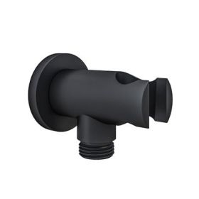 Eastbrook Round Outlet Elbow with Shower Holder - Smooth Black