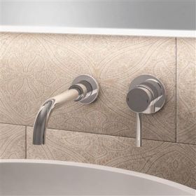 Eastbrook Meriden Wall Mounted Basin Mixer Tap with Curved Spout Chrome