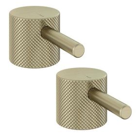 Eastbrook (Pair) Meriden Full Knurling Tap Handles for Bath Filler and Bath Shower Mixer Taps - Brushed Brass